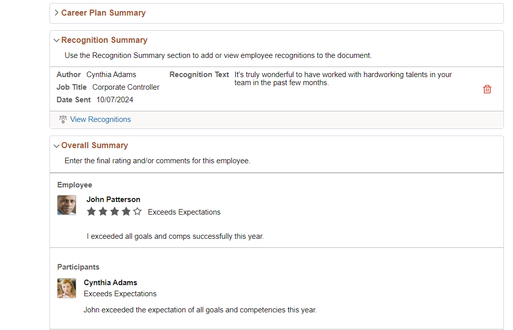 Performance Document page (Evaluation step) (3 of 4)