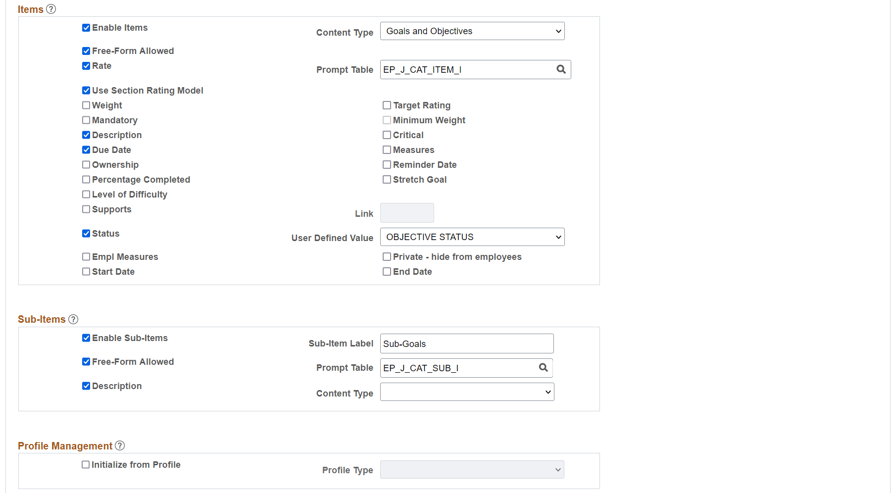 Template Definition - Structure page (2 of 3)