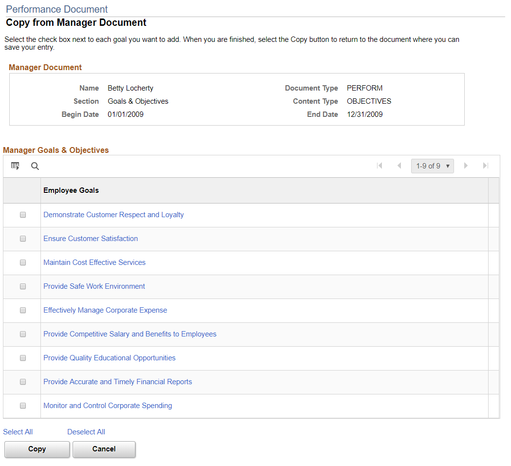 Copy from Manager Document page