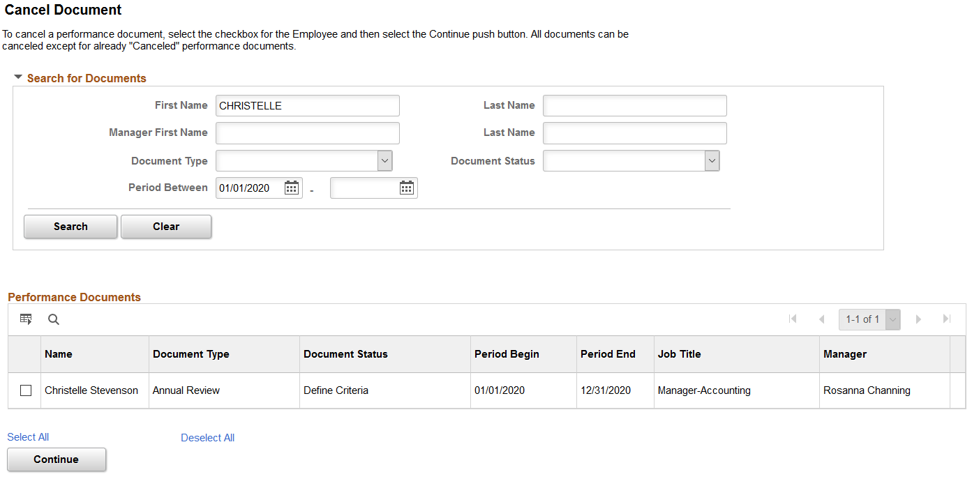 Cancel Document page