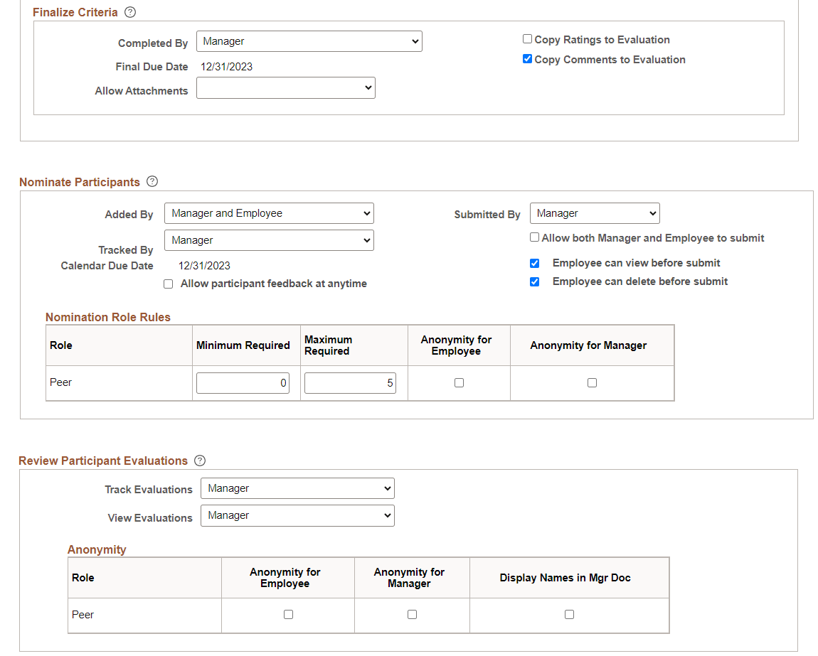 Template Definition - Process page (2 of 3)