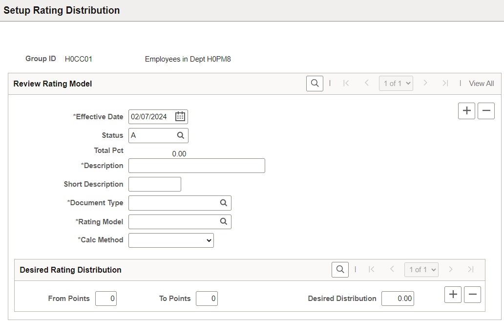 Setup Rating Distribution page