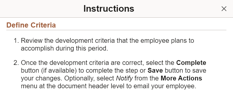Instructions page