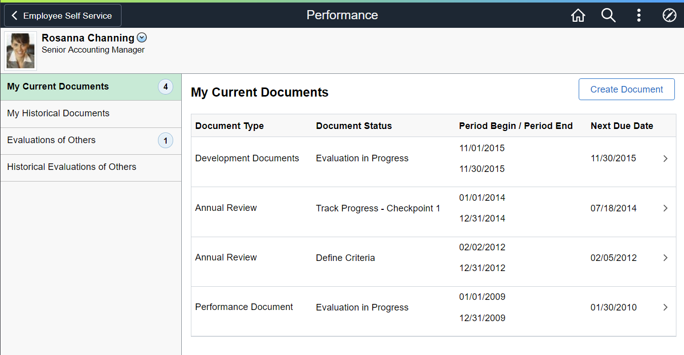 (Tablet) My Current Documents page