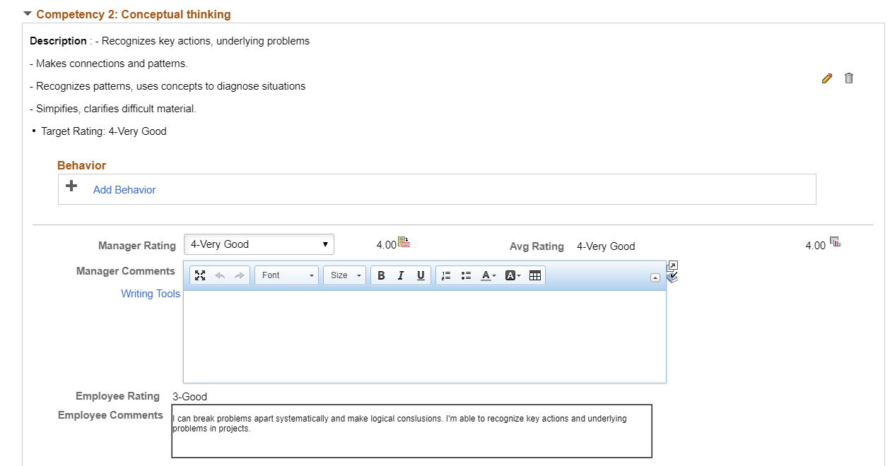 Manager Evaluation page (3 of 4)