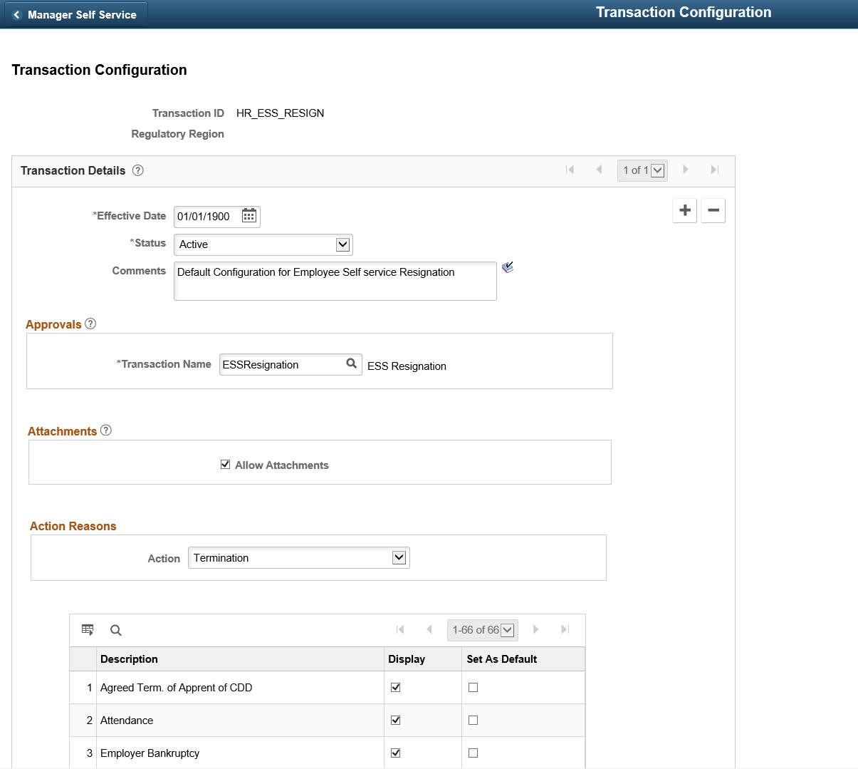 Transaction Configuration Resignation page