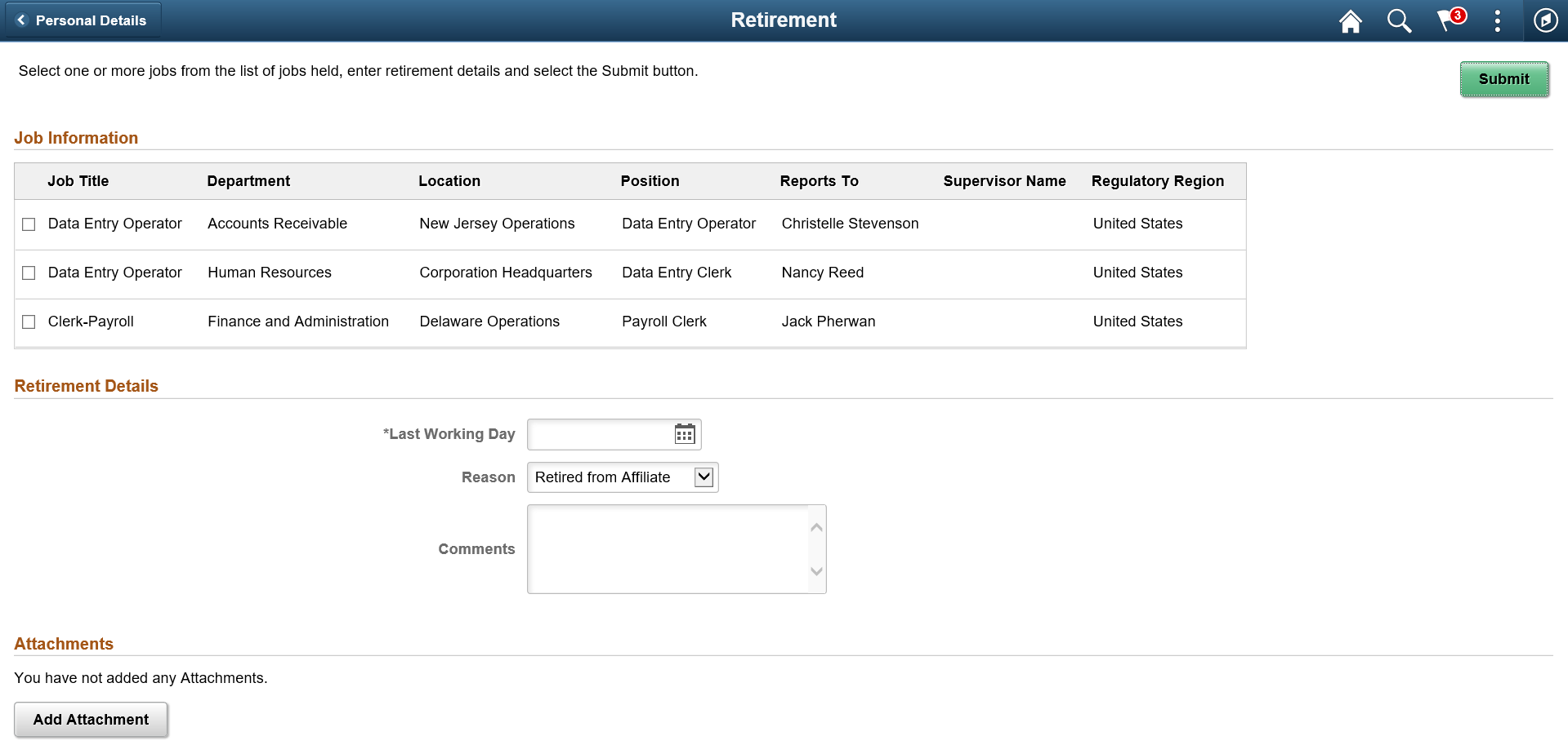 Retirement page - multiple jobs
