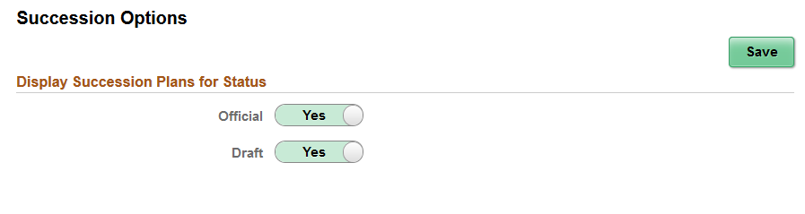 Configure Employee Snapshot - Succession Options page