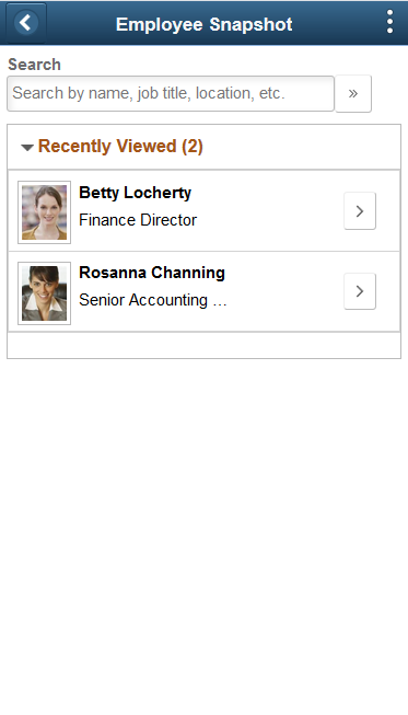 (Smartphone) Employee Snapshot - Search landing page