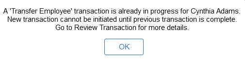 Warning message when an employee has a job transaction in progress
