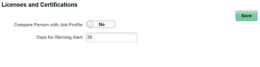 Configure Employee Snapshot - Licenses and Certifications page