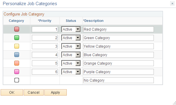 Personalize Job Categories page