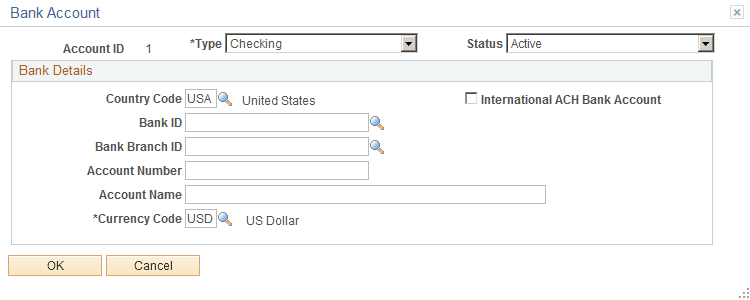 Bank Account page