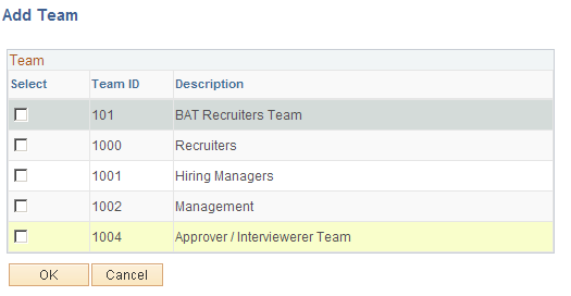 Add Team page