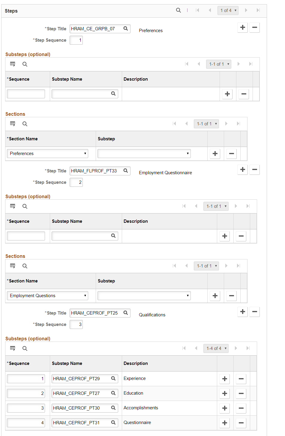 Template Sections page (2 of 2)