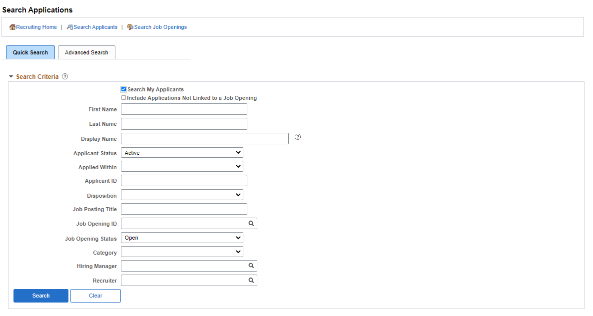 Search Applications - Quick Search