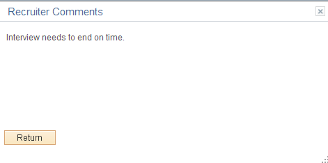 Recruiter Comments page