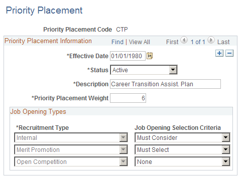 Priority Placement page