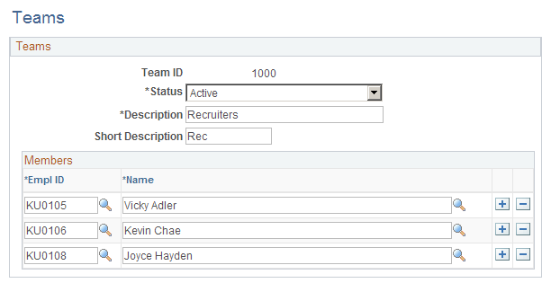 Teams page