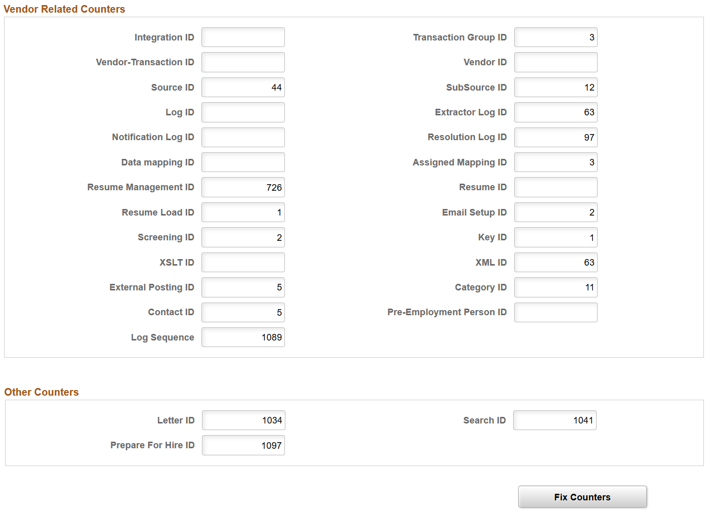 Recruiting Installation - Last Assigned IDs page (3 of 3)
