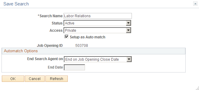 Save Search page