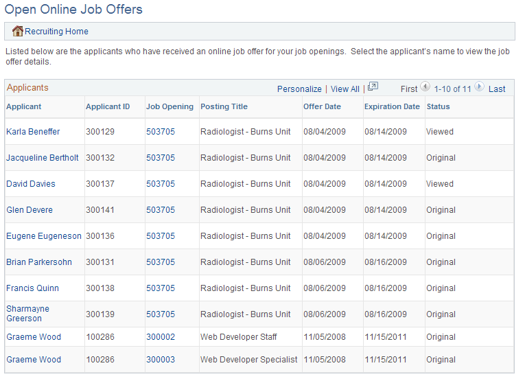 Open Online Job Offers page