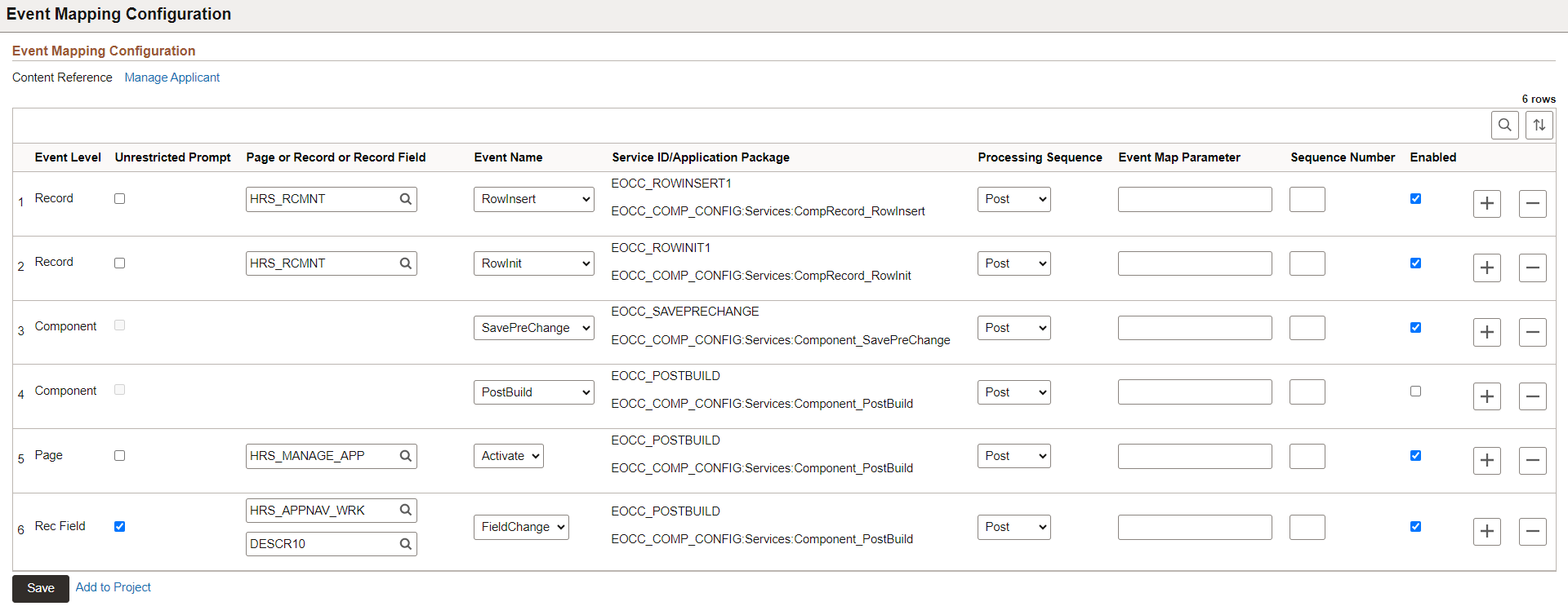 Event Mapping Configuration for Manage Applicant