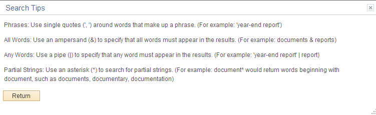 Search Tips page