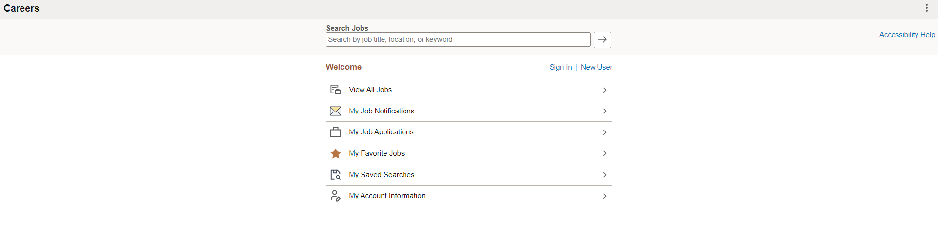 External Careers (before sign in)