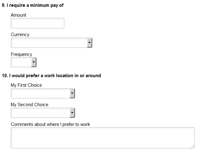 Job Preferences section (fluid) (3 of 3)
