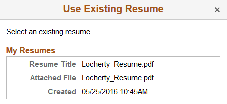 Use Existing Resume page (fluid)