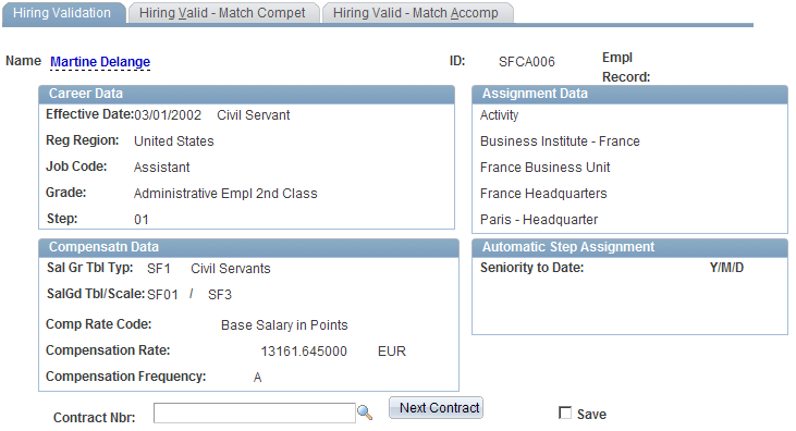 Hiring Validation page