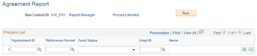Agreement Report page