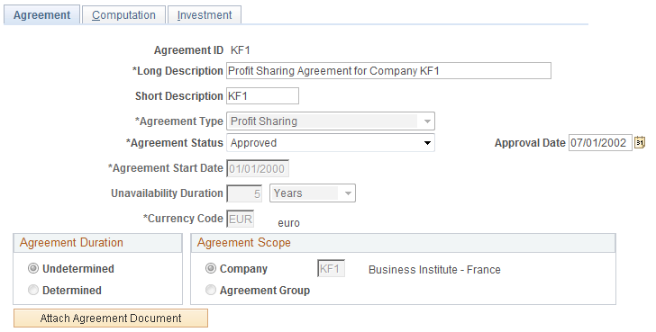Agreement page