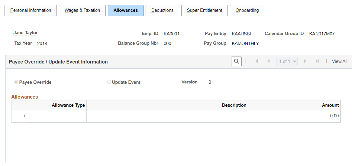 Allowances page