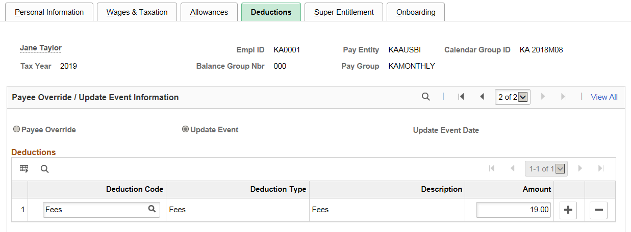 Deductions page
