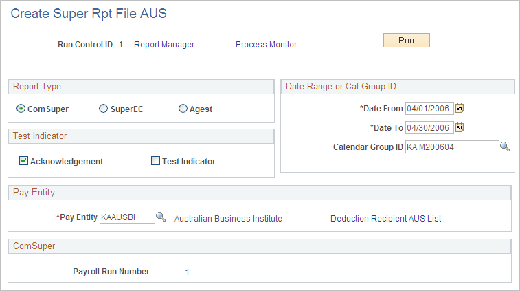 Create Super Rpt File AUS page