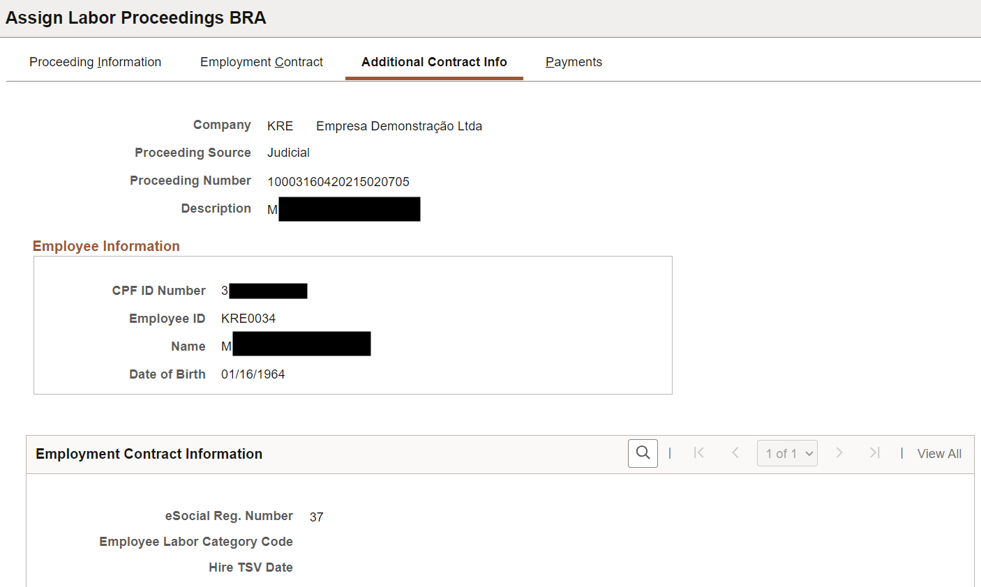 Additional Contract Info page (1 of 4)