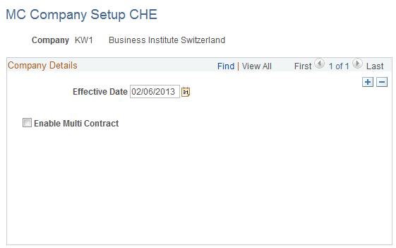 MC Company Setup CHE page