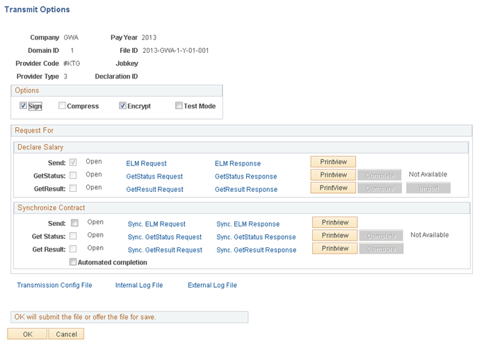 Transmit Options page