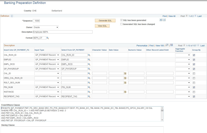Banking Preparation Definition Page
