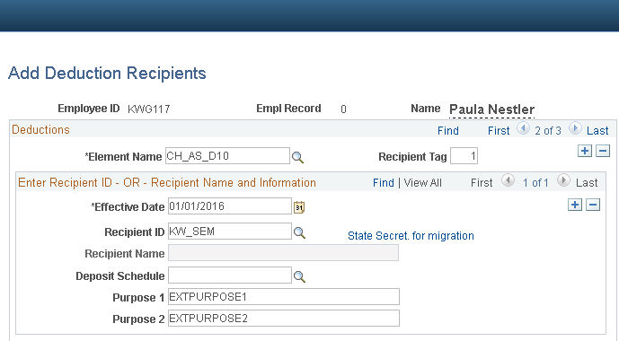 Add Deduction Recipients Page