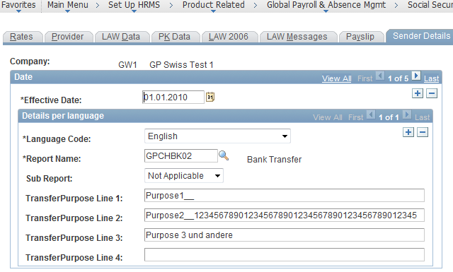 Sender Details Page