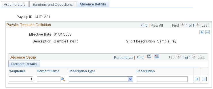 Templates THA - Absence Details page