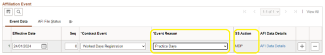 Affiliation Event 1