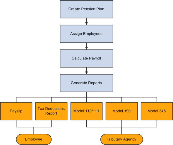 Business process flow pension plans in PeopleSoft Global Payroll for Spain