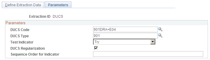 Parameters page
