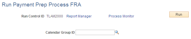 Run Payment Prep Process FRA page