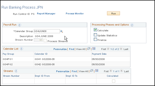 Run Banking Process JPN page