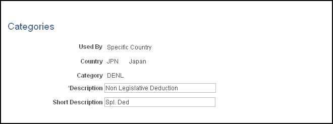 Categories page